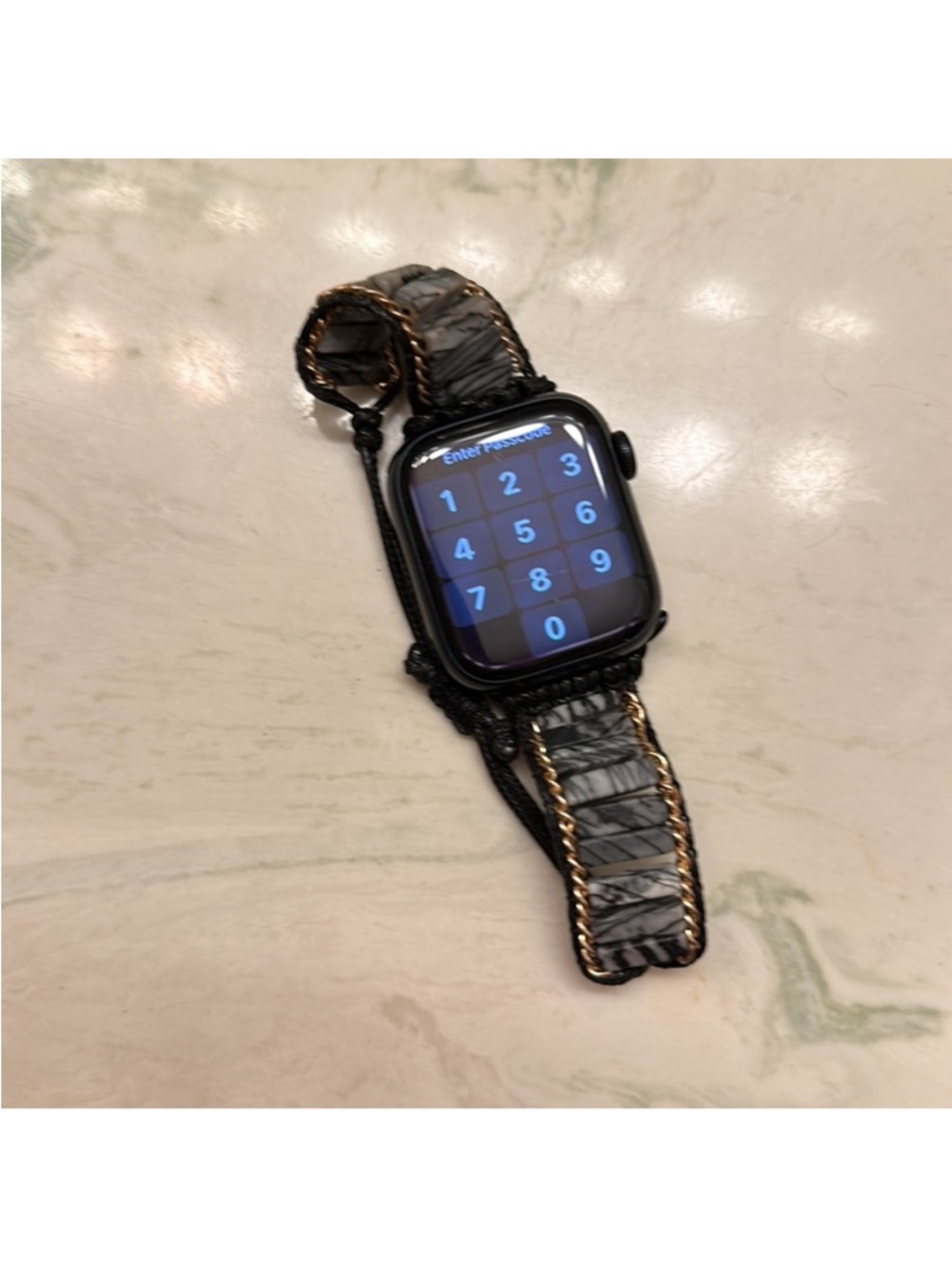 Cape Diablo Black Smartwatch with Braided Gray and Gold-Trim Strap